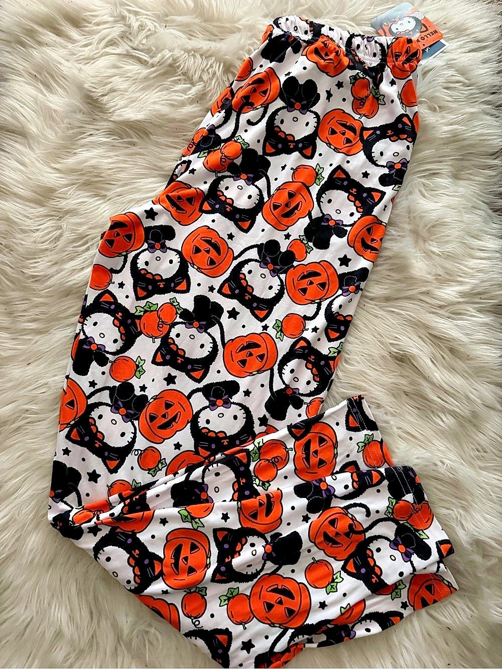 Hello Kitty Halloween Pumpkin Black Cat pajama pant. Sz M. NEW